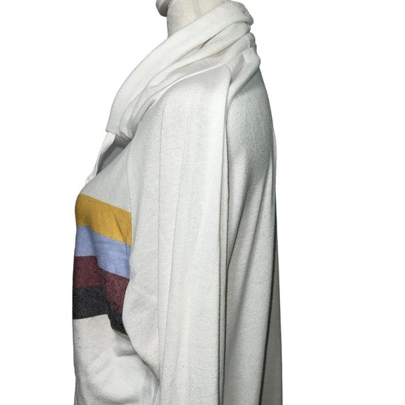 PJ SALVAGE White & Retro Striped Funnel Neck Drawstring Sweatshirt Size … - Picture 3 of 7